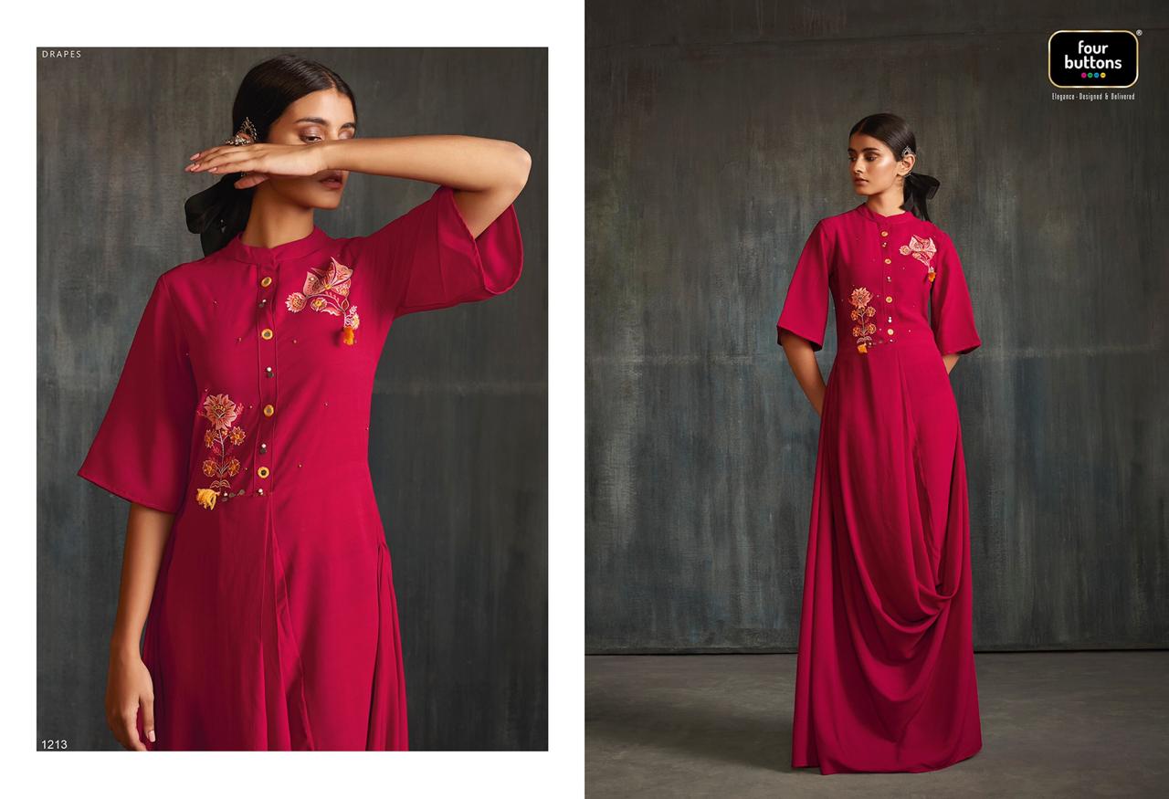 four buttons drapes fancy ready to wear collection of kurtis