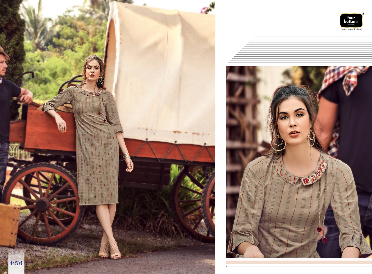 four buttons stripes 4 fancy ready to wear kurtis collection at reasonable rate