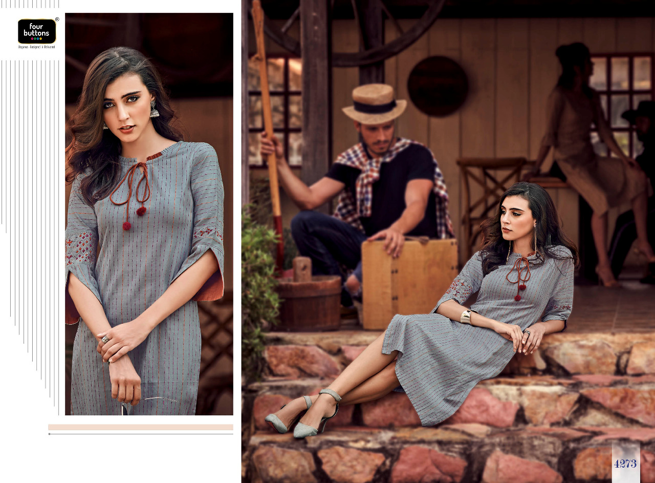 four buttons stripes 4 fancy ready to wear kurtis collection at reasonable rate