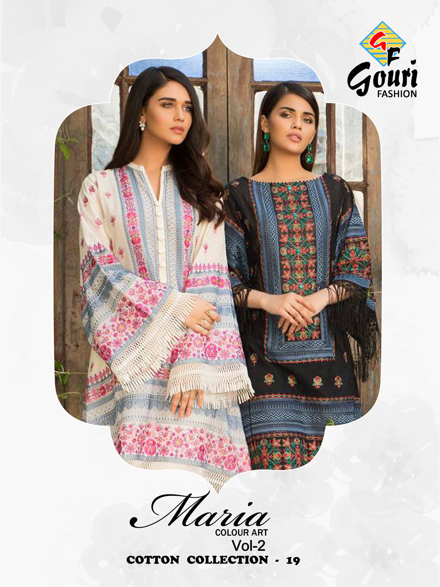 gouri fashion maria color art vol 2 cotton collection 19 colorful collection of salwaar suits