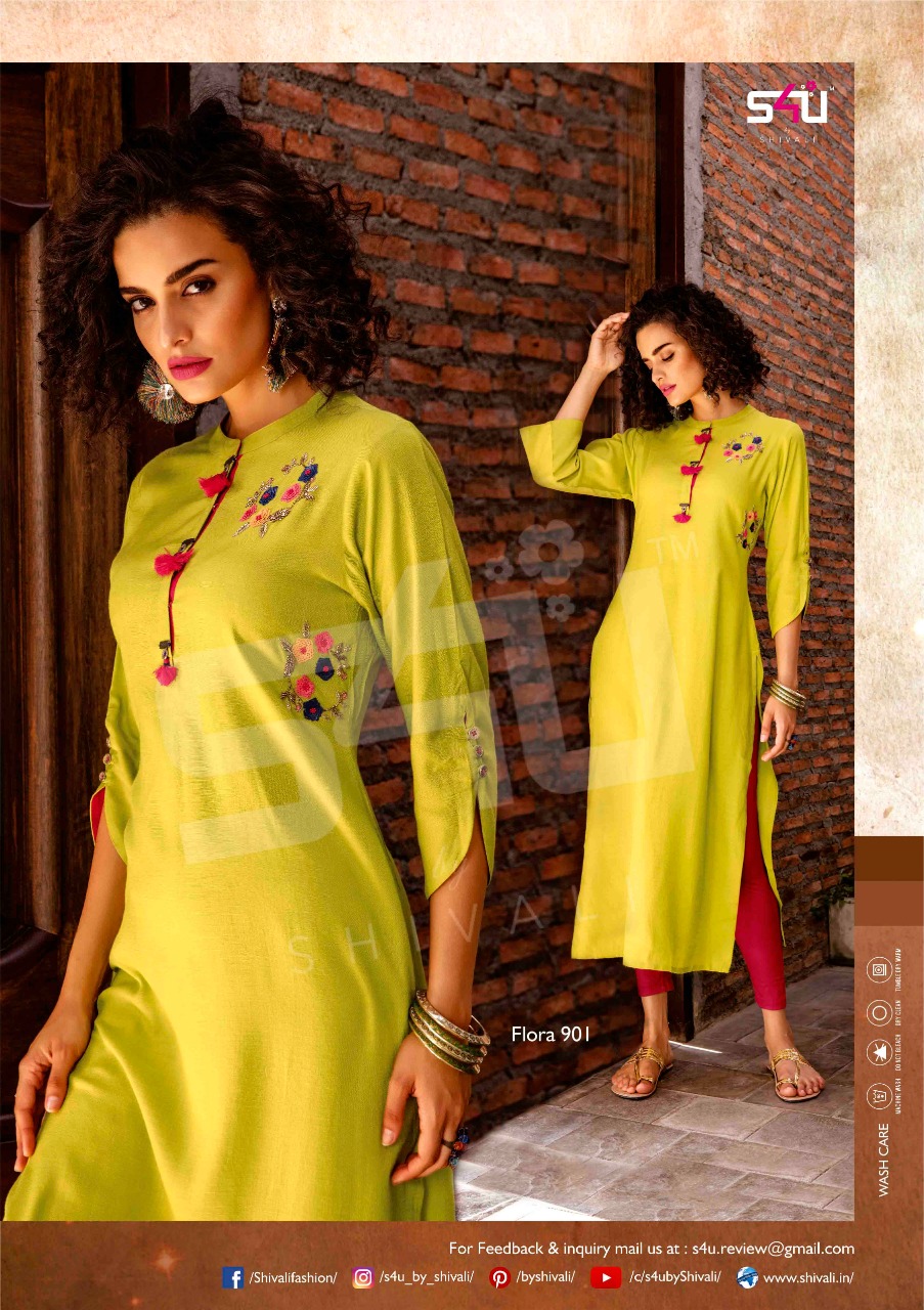 s4U fashion flora vol 9 colorful ready to wear kurtis catalog at reasonable rate