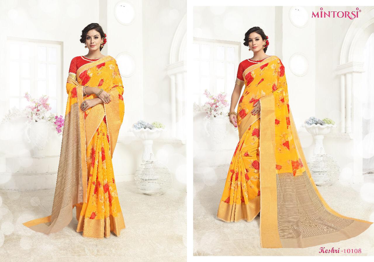 varsiddhi mintorsi keshri colorful fancy collection of sarees at reasonable rate