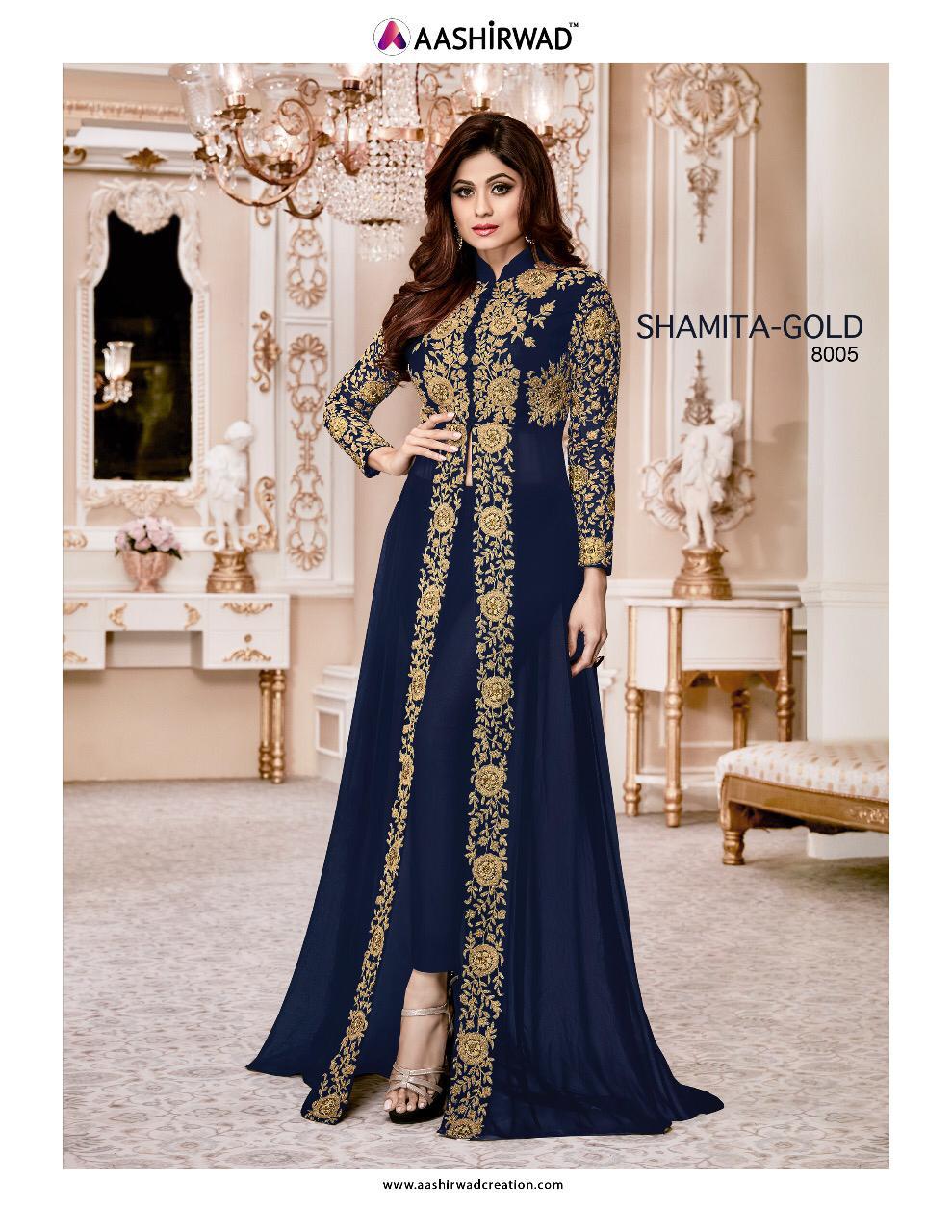 aashirwad creation shamita gold fancy designer collection of outfits