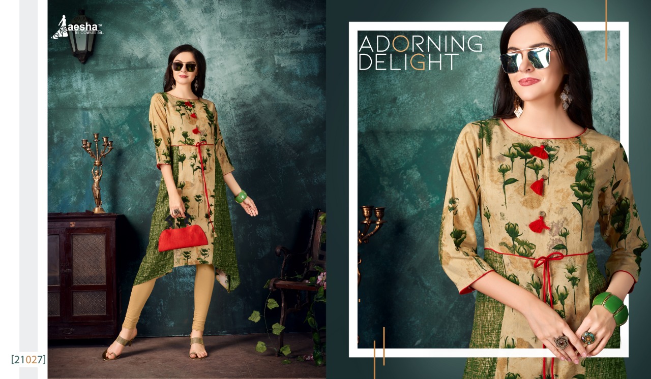 aesha collection  dazzle colorful ready to wear kurtis at reasonable rate