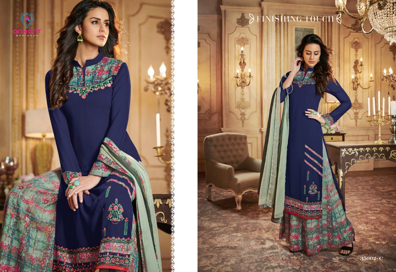 arihant designer rangrez gold fancy beautiful collection of salwaar suits