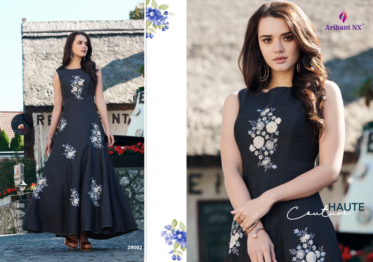 Arihant designer rivaa beautiful silk long gown collection