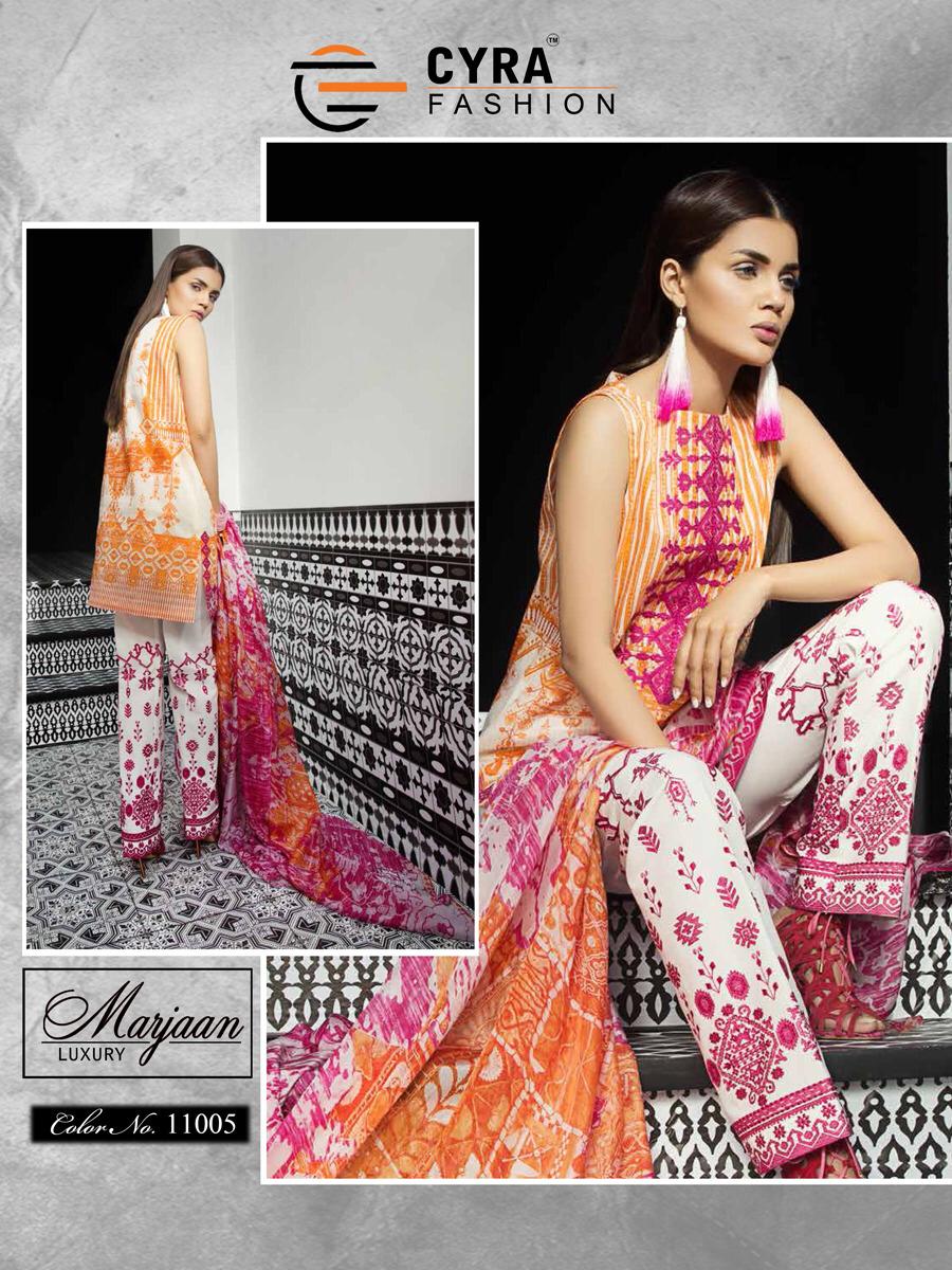 Cyra fashion marjaan luxury collection digital printed salwar kameez