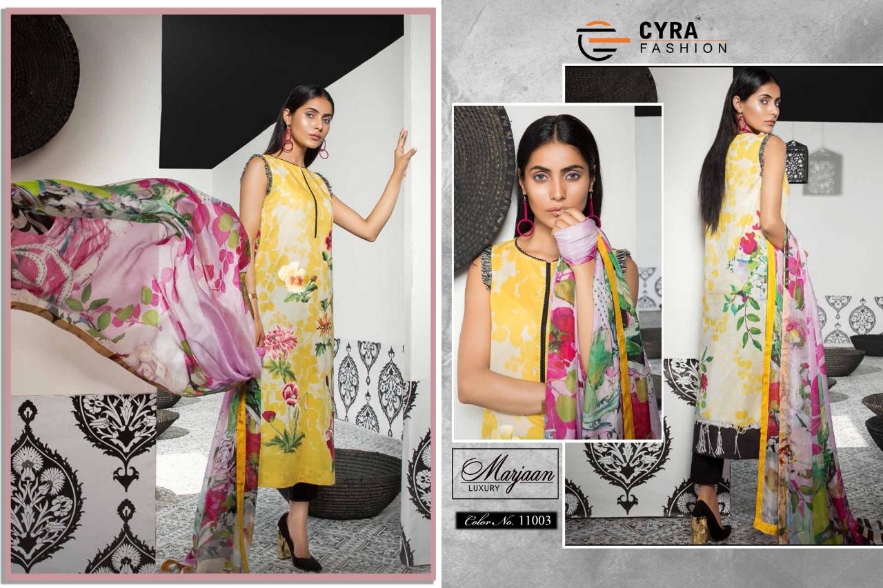 Cyra fashion marjaan luxury collection digital printed salwar kameez