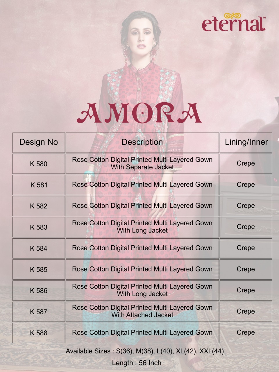 Eternal amora long elegant party wear straight gown catalogs