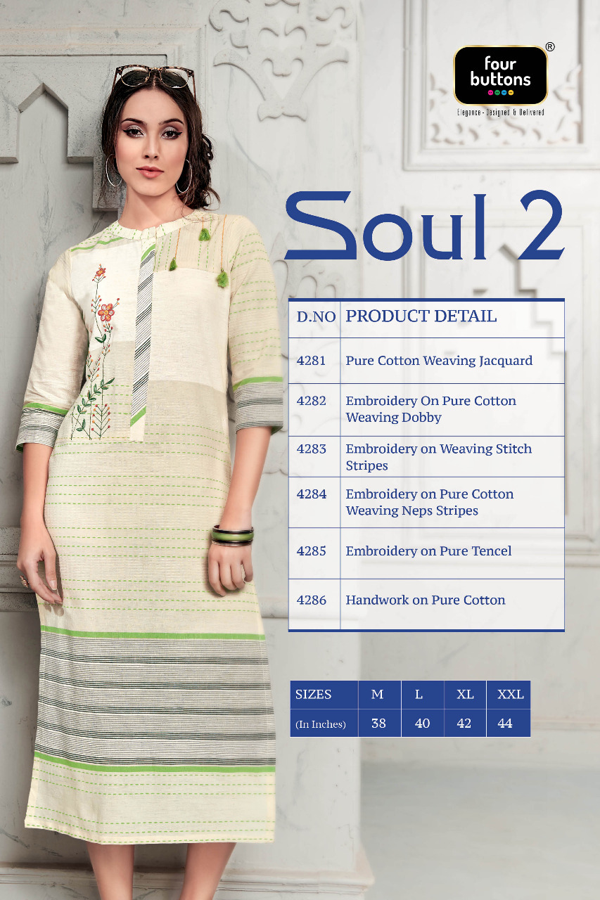 Four buttons soul vol 2 elegant daily wear kurties catalog