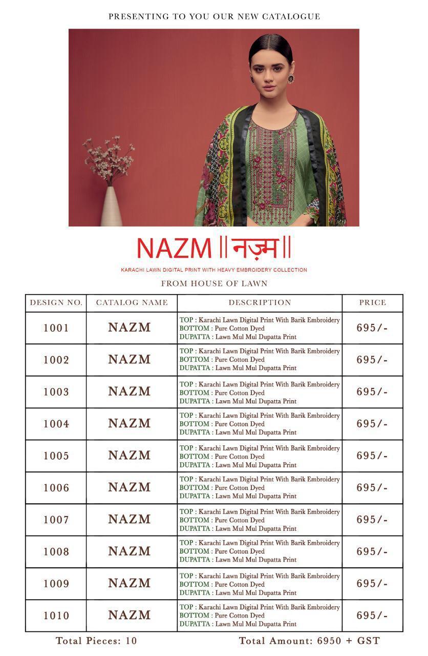 House of lawn presents nazm lawn digital printed salwar kameez collection