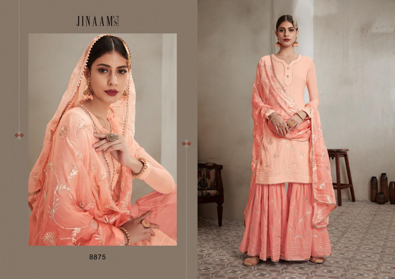 Jinaam dress presents selah salwar suit with sharara collection