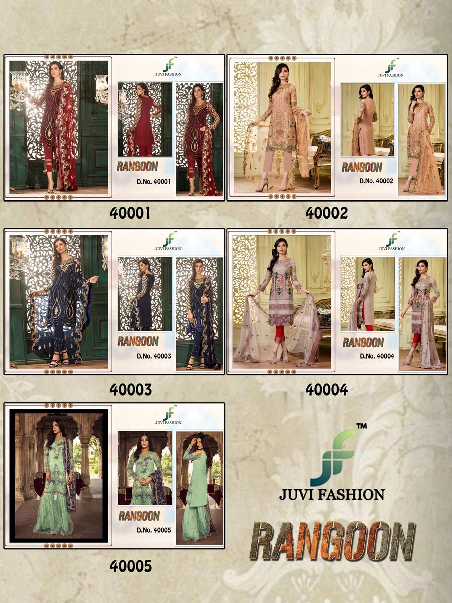 Juvi fashion rangoon heavy embroidered georgette salwar kameez collection