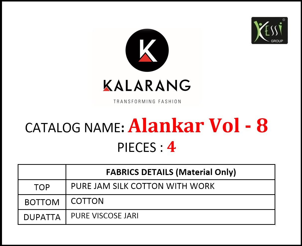 Kalarang alankar vol 8 party wear dress Material collection