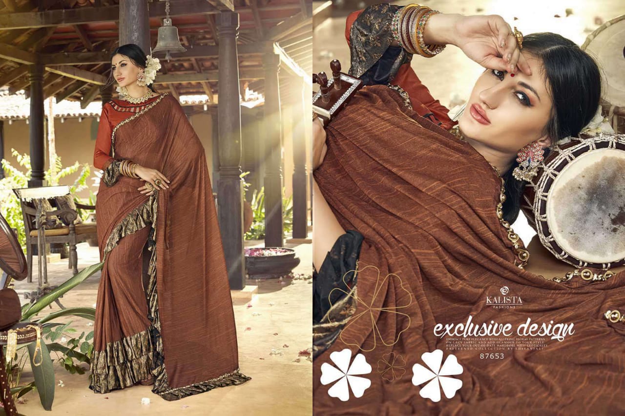 kalista fashion frills colorful designer collection of sarees