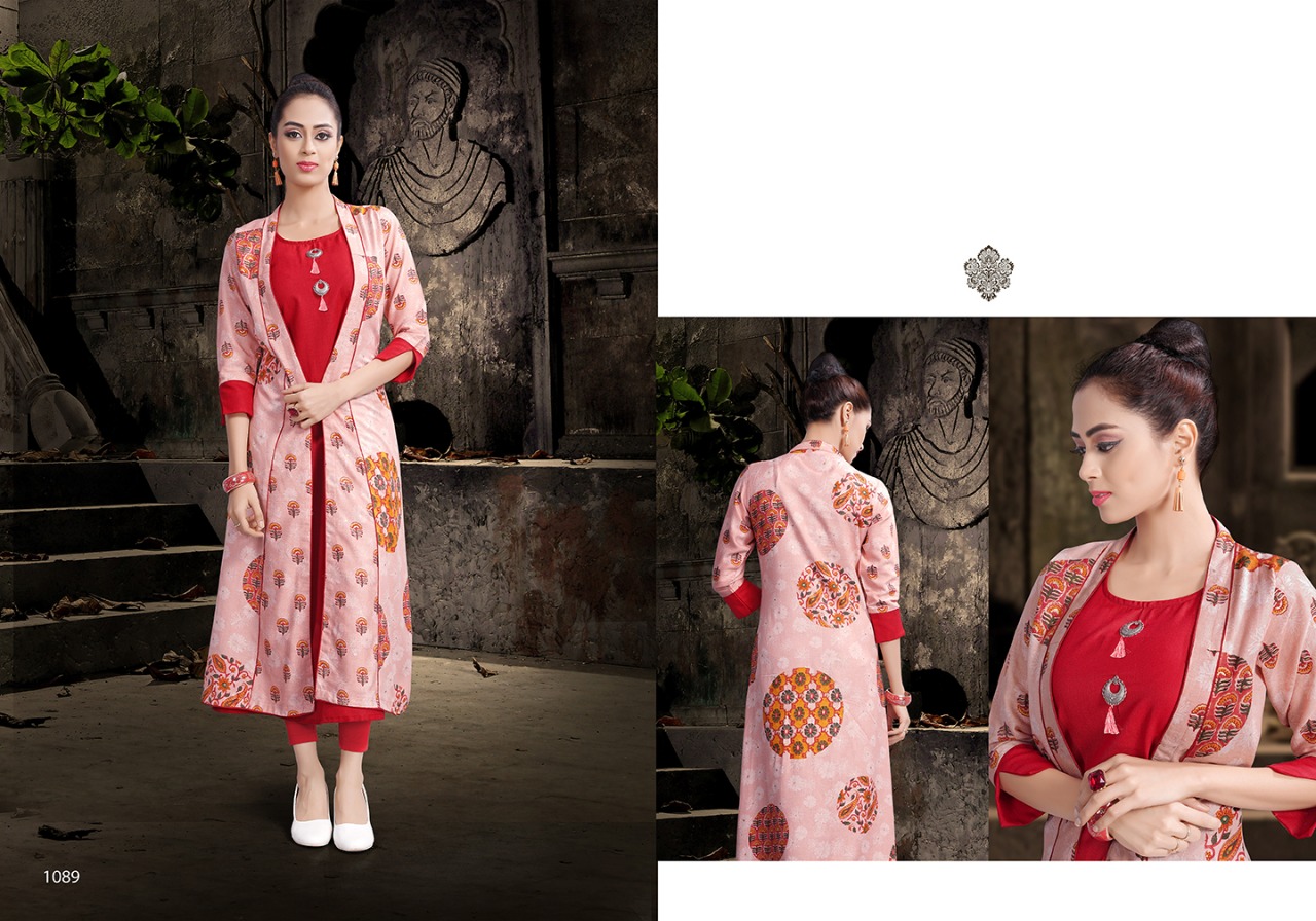 Mansi fashion glamour rayon foil printed fancy kurties collection