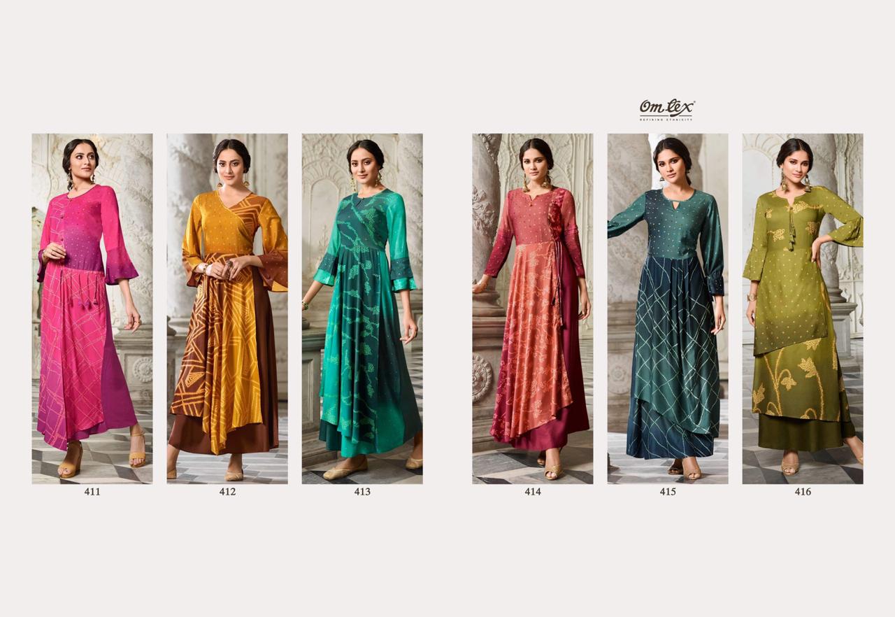 Omtex maulika multicoloured long indowestern gowns online at best rate