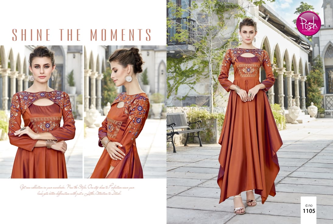 Posh alexa stylist ethnic gown style kurtis catalog Wholesaler