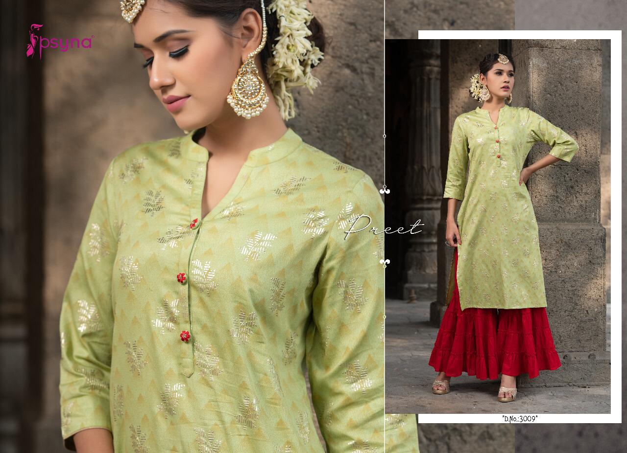 Psyna preet vol 3 party wear long kurti with gharara collection latest outfit