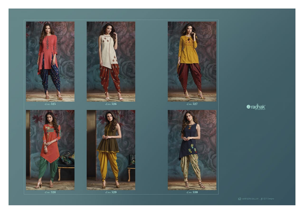 Radhak fabrics maanaa vol 5 party wear kurties with dhoti collection
