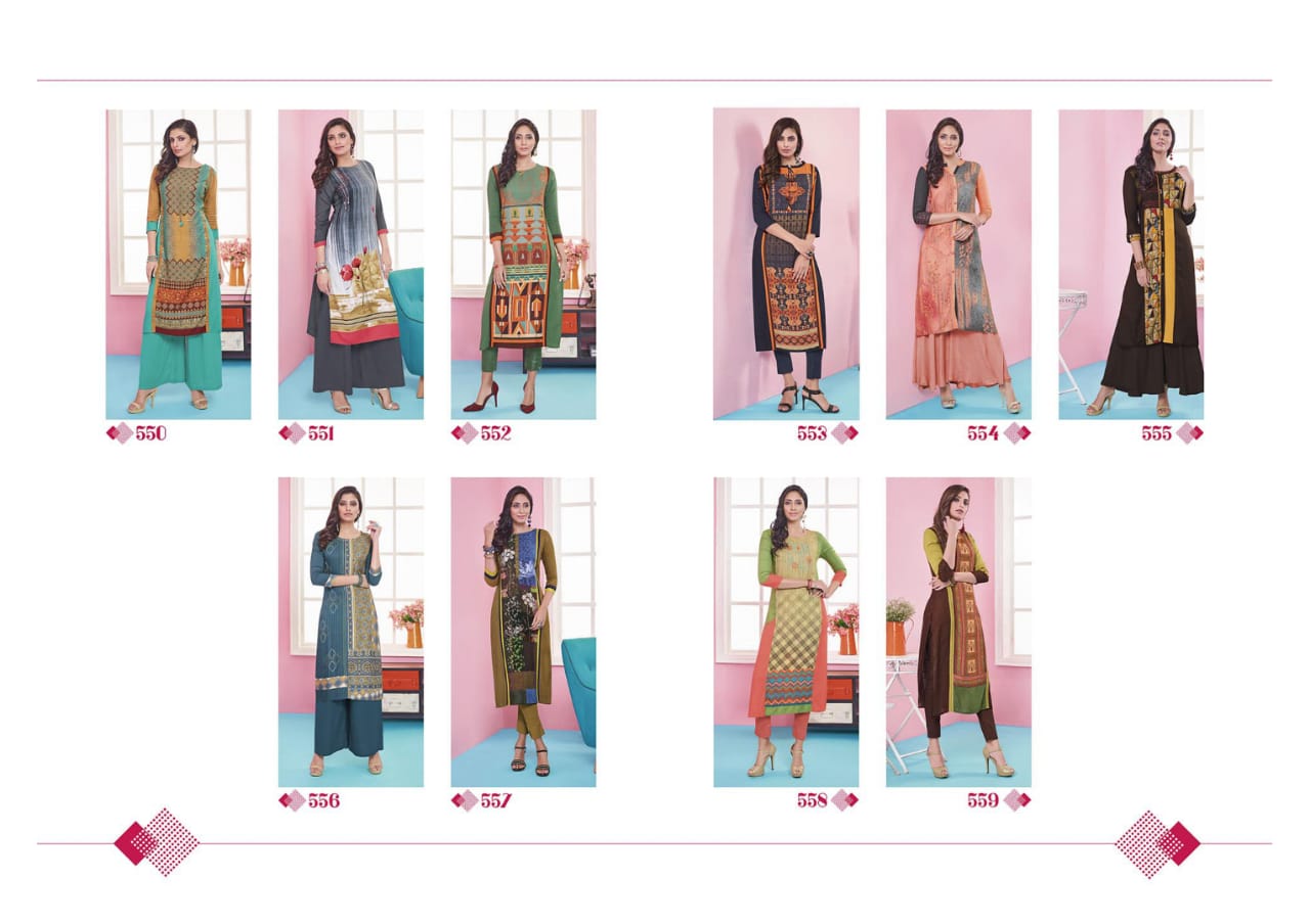 Radhak fabrics rukmee 5 rayon kurties collection at wholesale rate