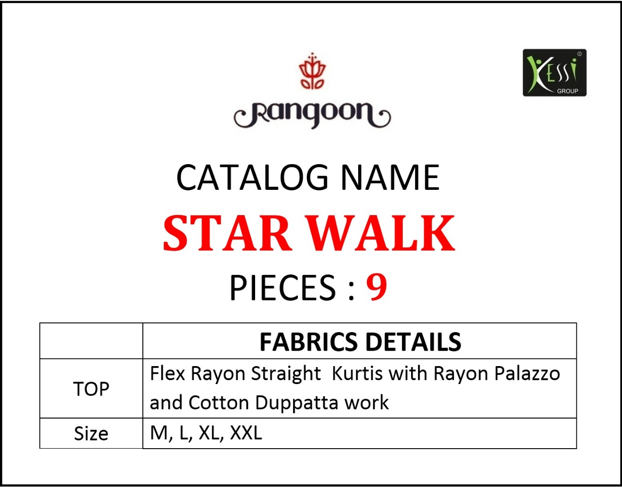 Rangoon starwalk rayon straight beautifull kurti with plazzo collection