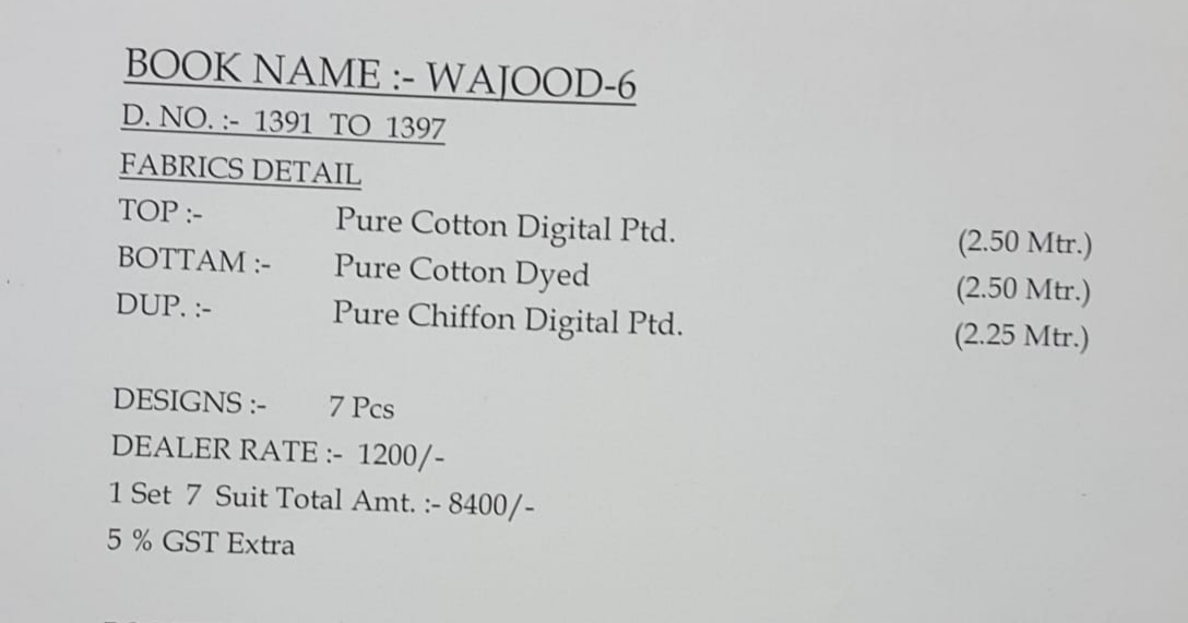 Rivaa exports wajood 6 pure cotton digital printed salwar kameez collection