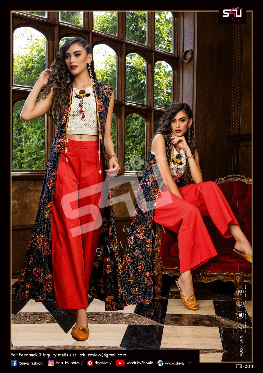 S4u by shivali presents fusion beats vol 2 fancy kurti with shrug ready to wear outfit