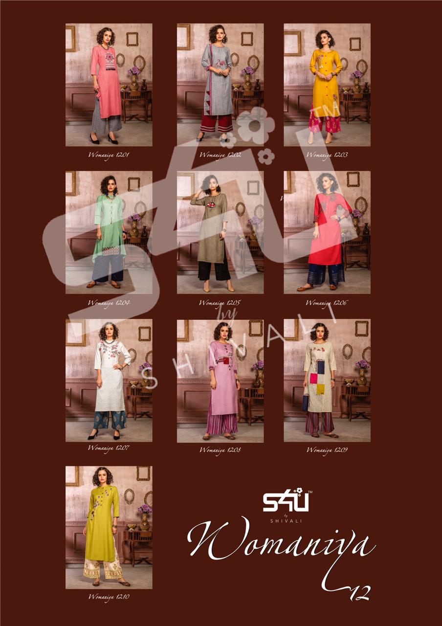 S4u by shivali womaniya vol 12 beautiful printed kurties with plazzo