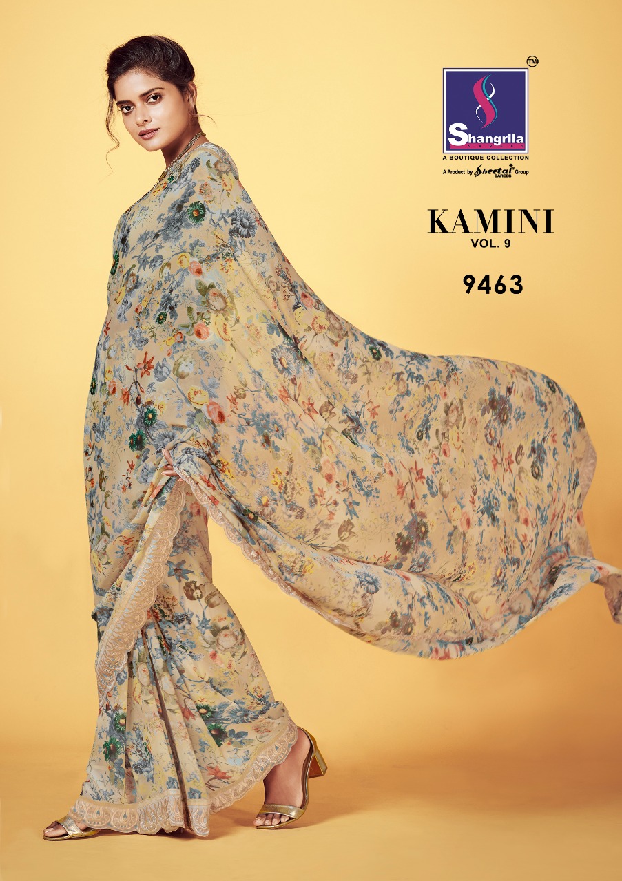 shangrila kaamini vol 9 colorful fancy collection of sarees at reasonable rate