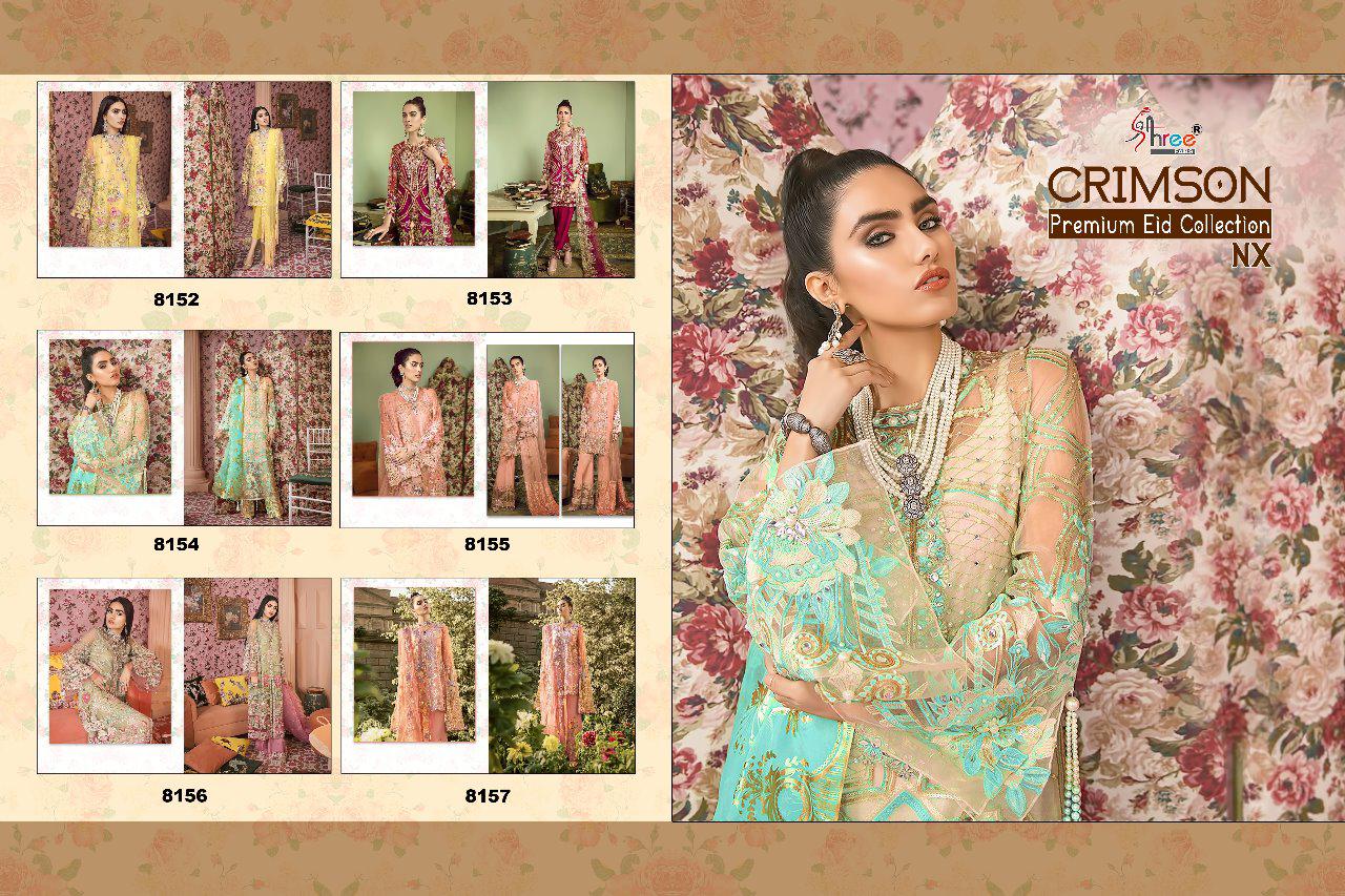 Shree fabs crimson premium eid collection nx Karachi suits catalog