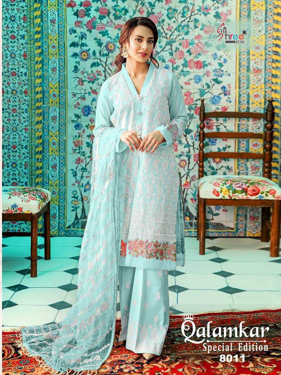 Shree fabs qalamkar special edition cotton embroidered salwar kameez collection
