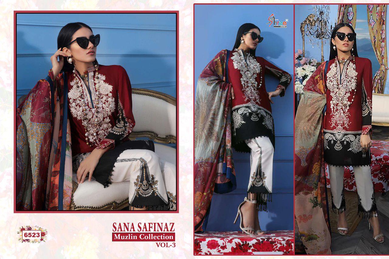 shree fabs sana safinaz muslin collection vol 3 colorful salwaar suits catalog