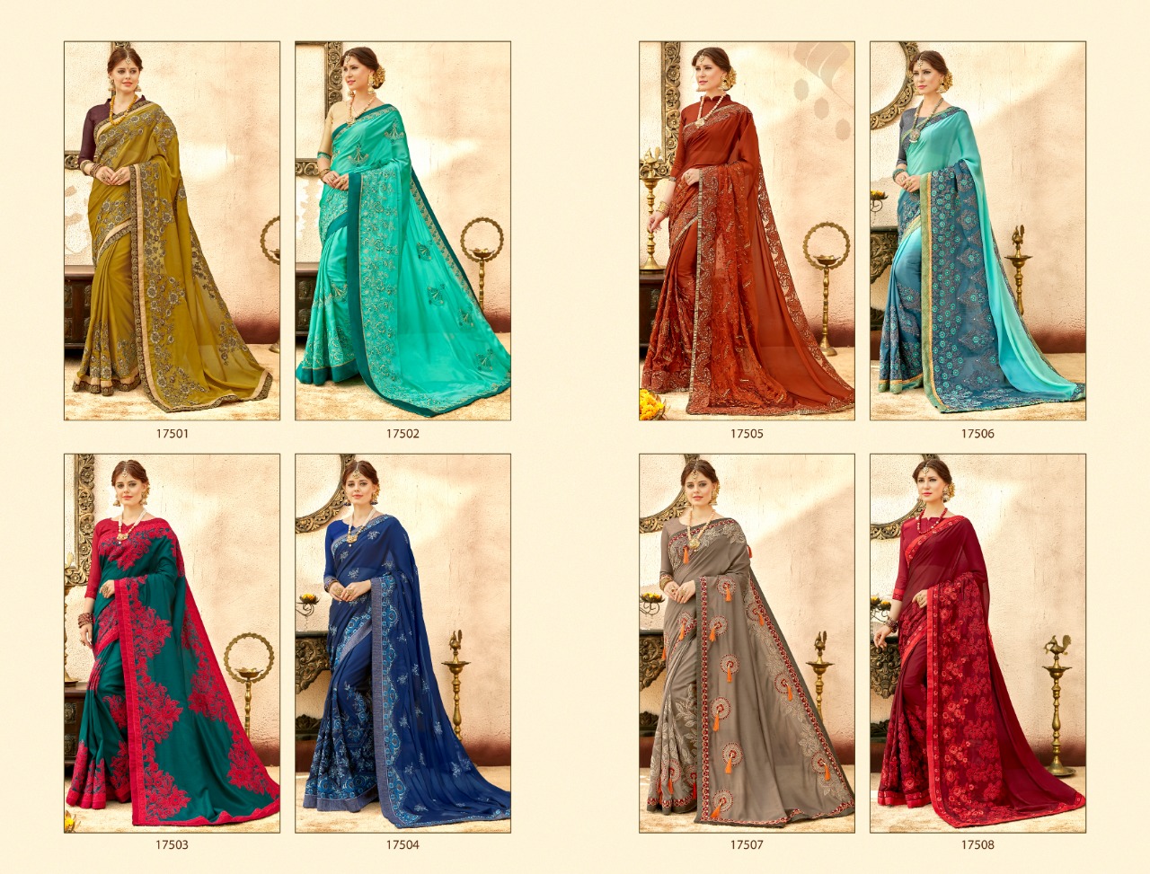 triveni angels colorful designer collection of sarees at reasonable rate