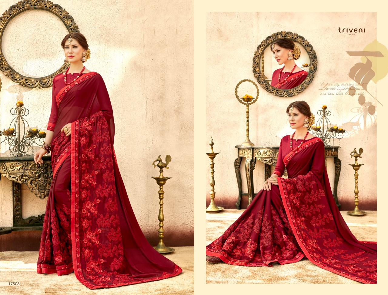 triveni angels colorful designer collection of sarees at reasonable rate