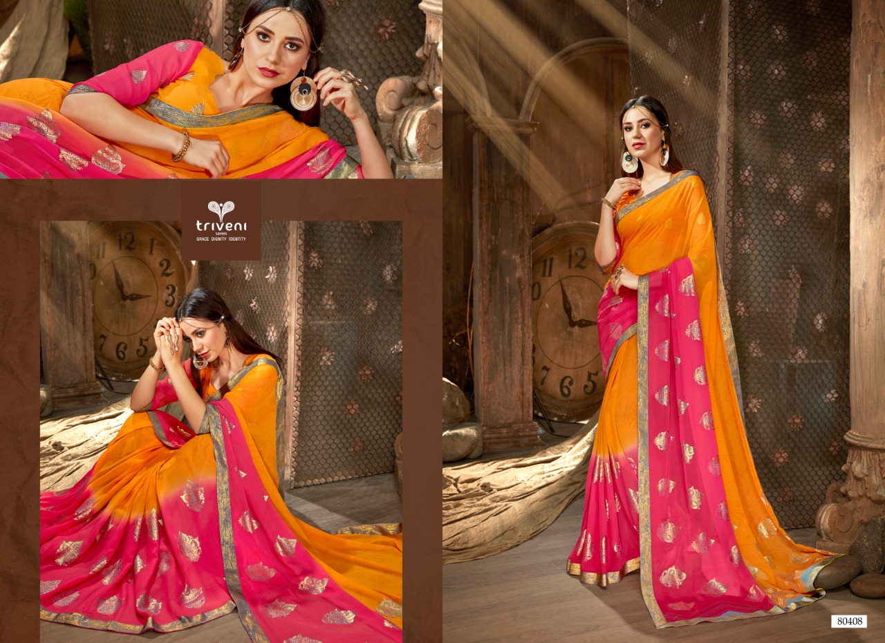 triveni flowers colorful fancy collection of sarees at reasonable rate