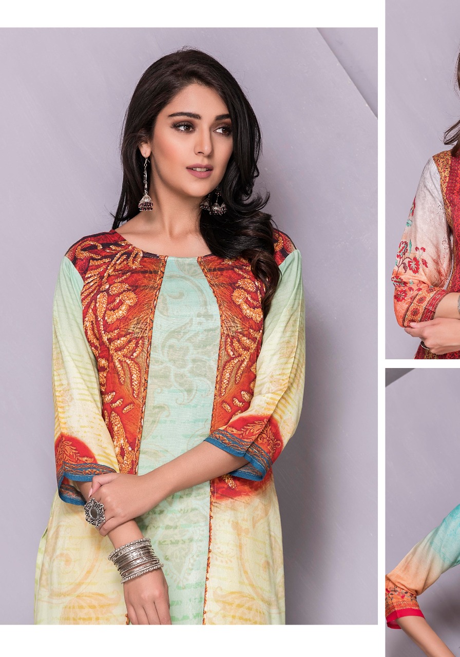 Tzu lifestyle mystery printed kurties with attached jacket
