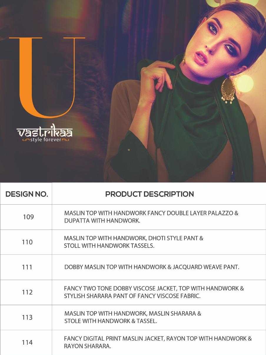 Vastrikaa u fancy top and bottom party wear collection