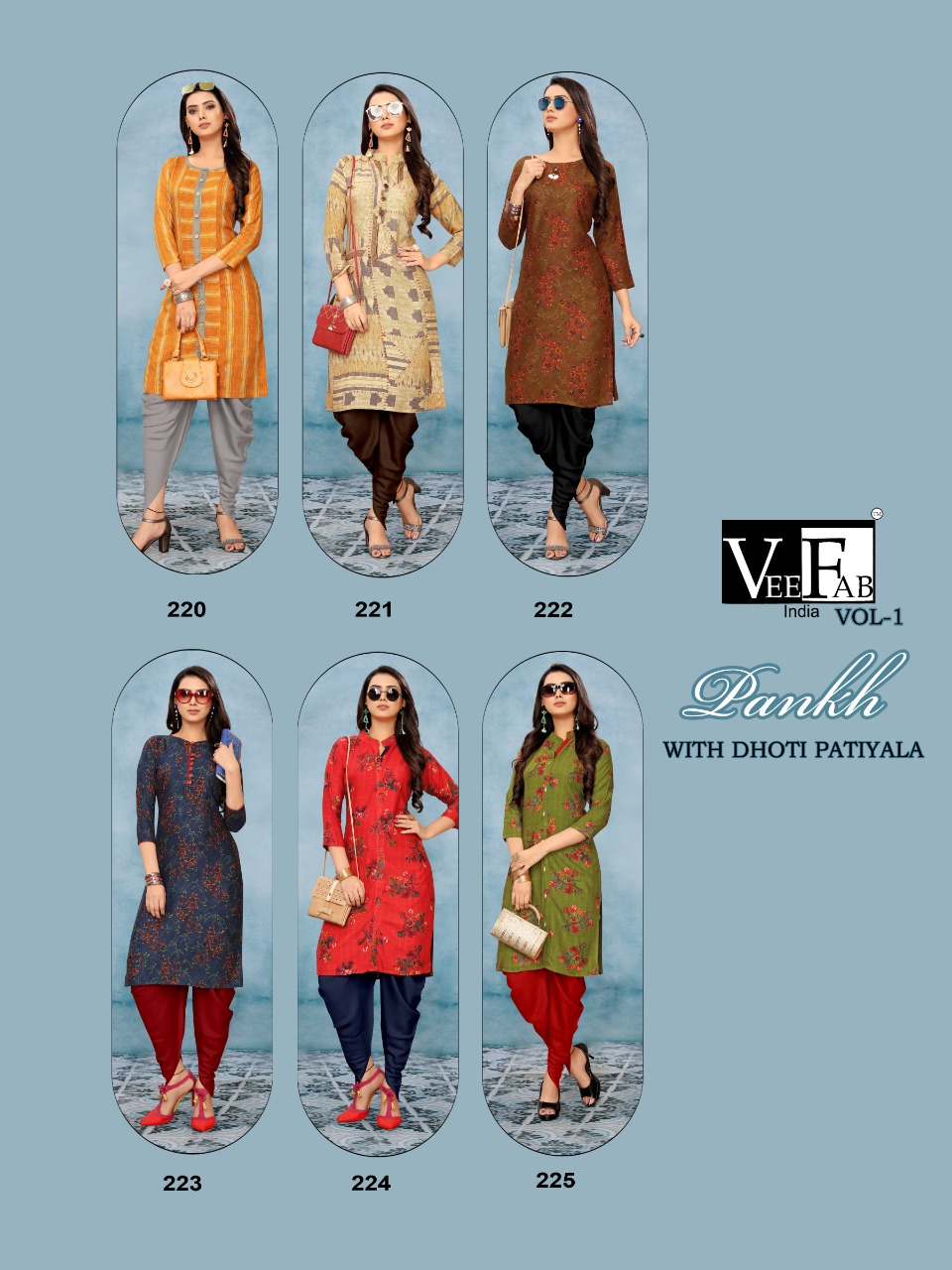 Vee fab presents pankh elegant kurties with dhoti collection