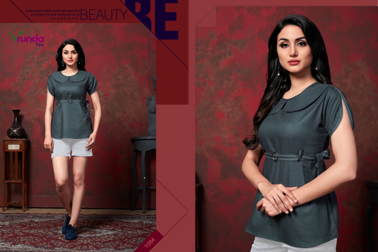 vrunda tex varni colorful fancy collection of tops at reasonable rate