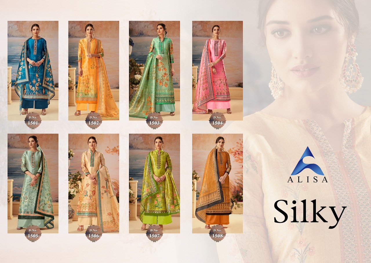 Alisa silky digital printed cotton salwar kameez Material at wholesale rate