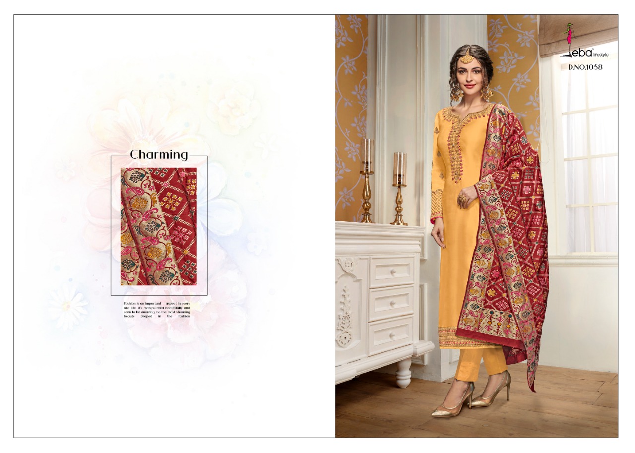 Eba lifestyle hurma vol 11 georgette embroidered salwar kameez collection