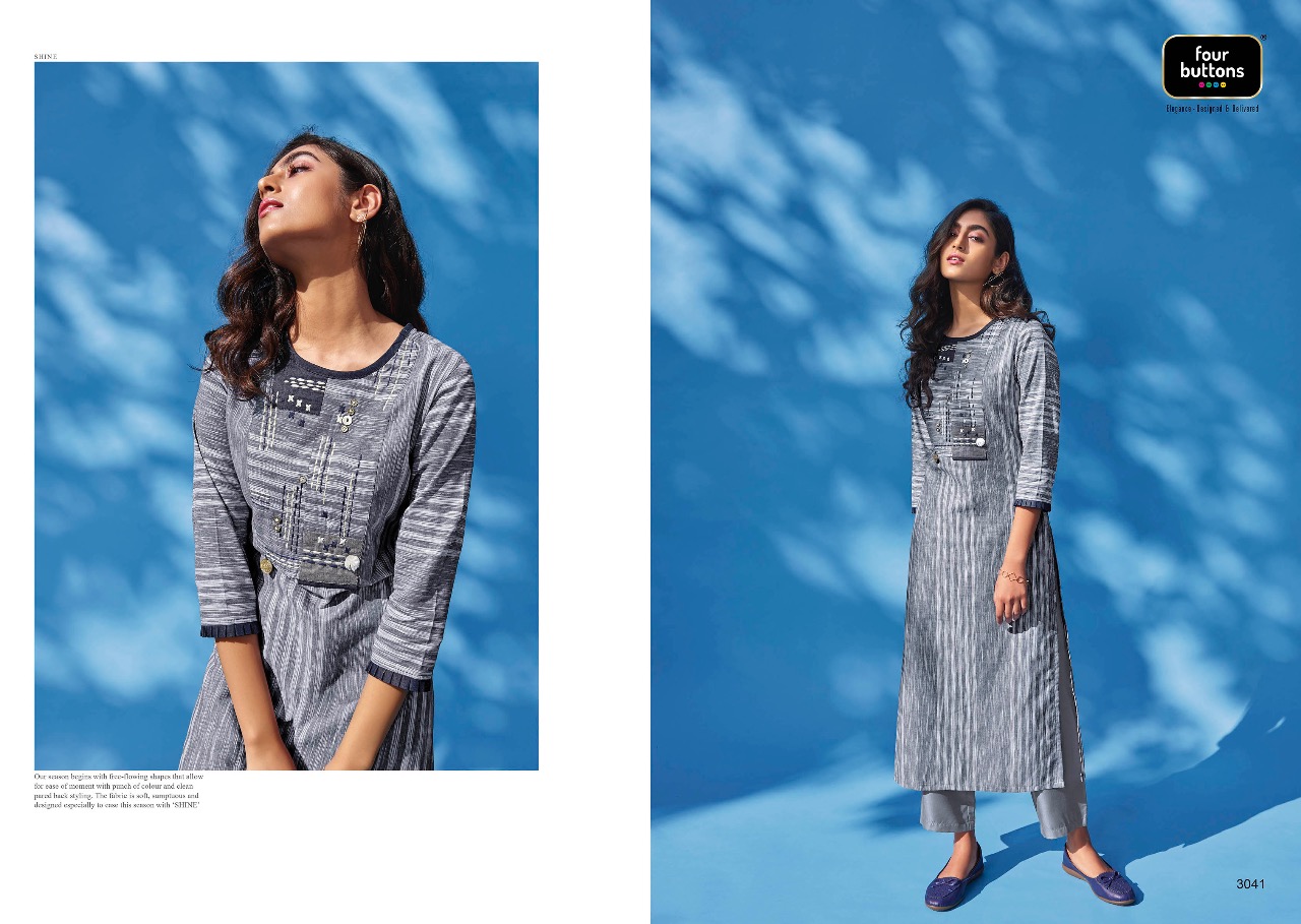 Four buttons shine beautiful collection of striped kurties