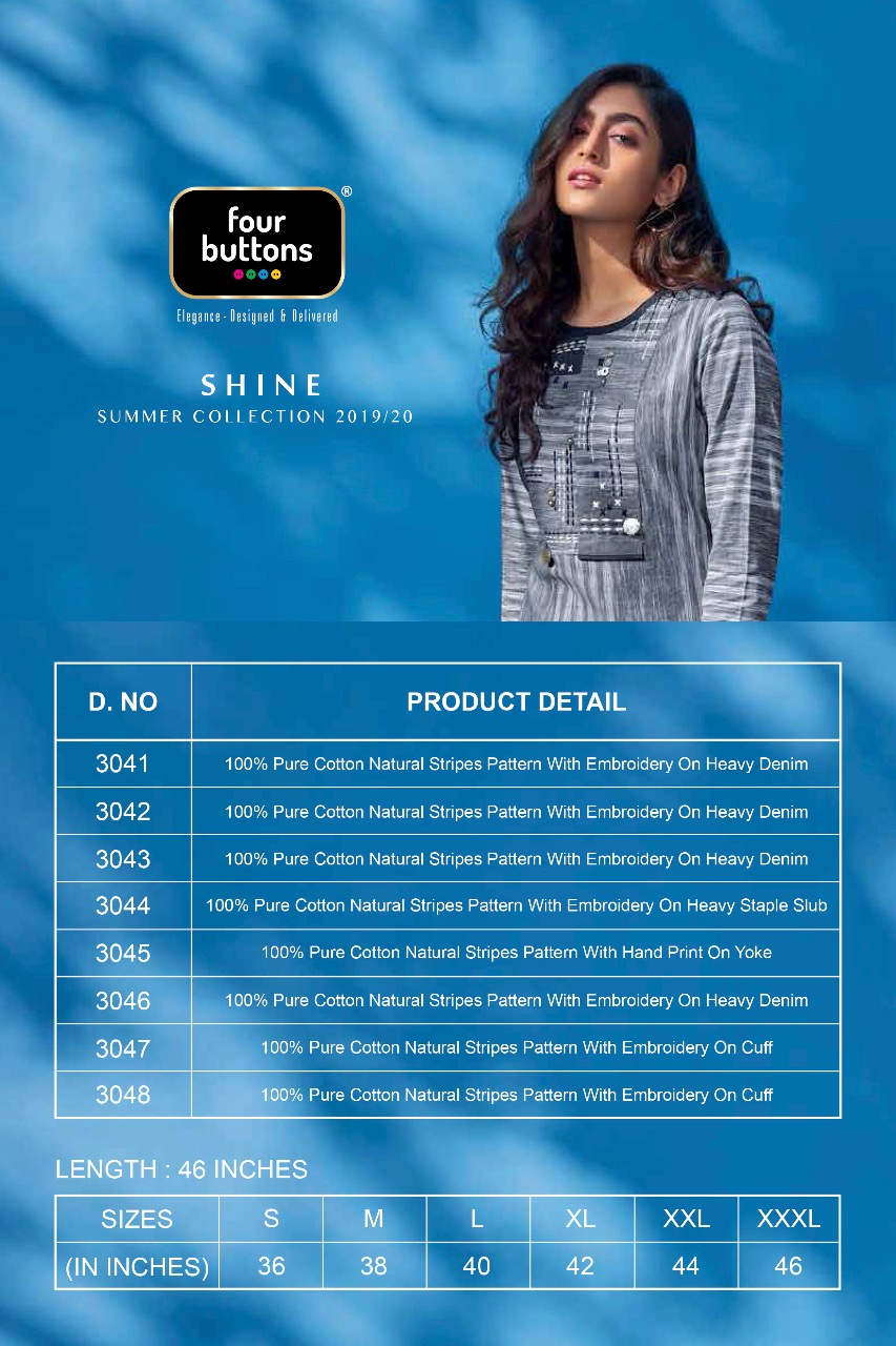 Four buttons shine beautiful collection of striped kurties