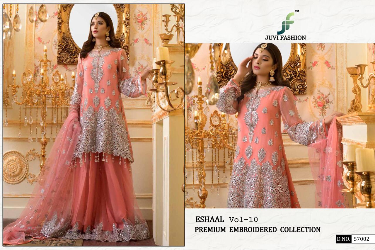 Juvi fashion eshaal vol 10 premium georgette pakistani salwar Material online