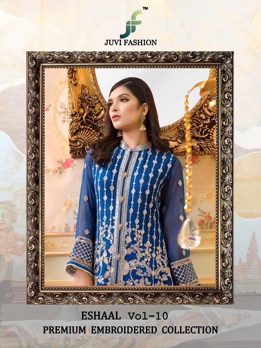 Juvi fashion eshaal vol 10 premium georgette pakistani salwar Material online