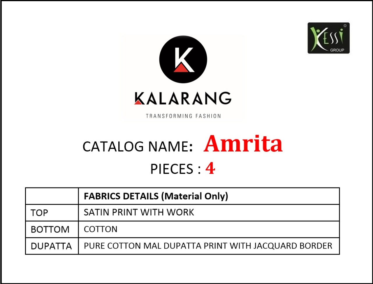 Kalarang creation Amrita printed satin salwar kameez collection
