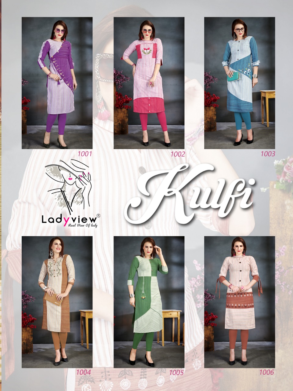 Ladyview kulfi cotton stripes kurties collection at wholesale price