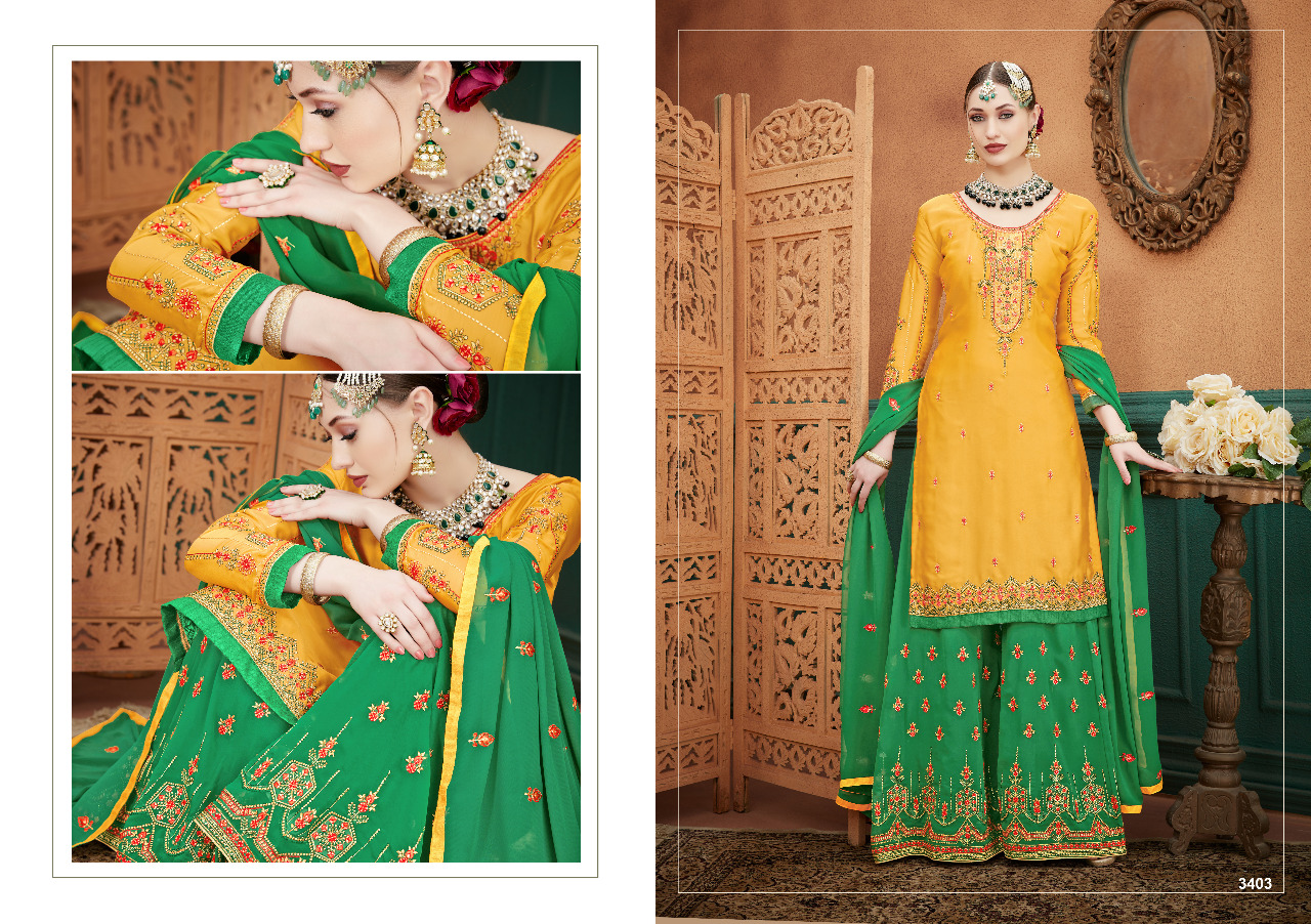 Lavli zarina heavy embroidered top with sharara collection Material