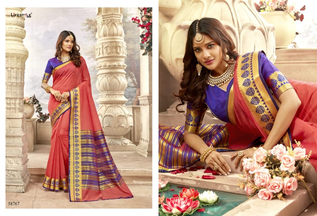 Lifestyle khadi silk vol 19 wedding wear sarees collection at wholesale rate